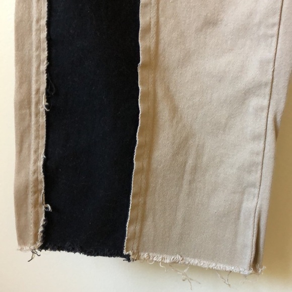 PATCHWORK straight leg jeans black tan and off white colorway. - Picture 7 of 10